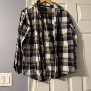 Lands' End Blue and Brown Plaid Shirt